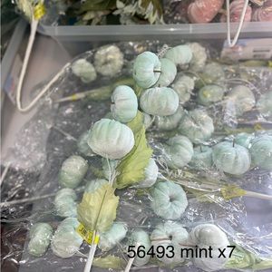 Lot of mint fall pumpkin decor & florals
